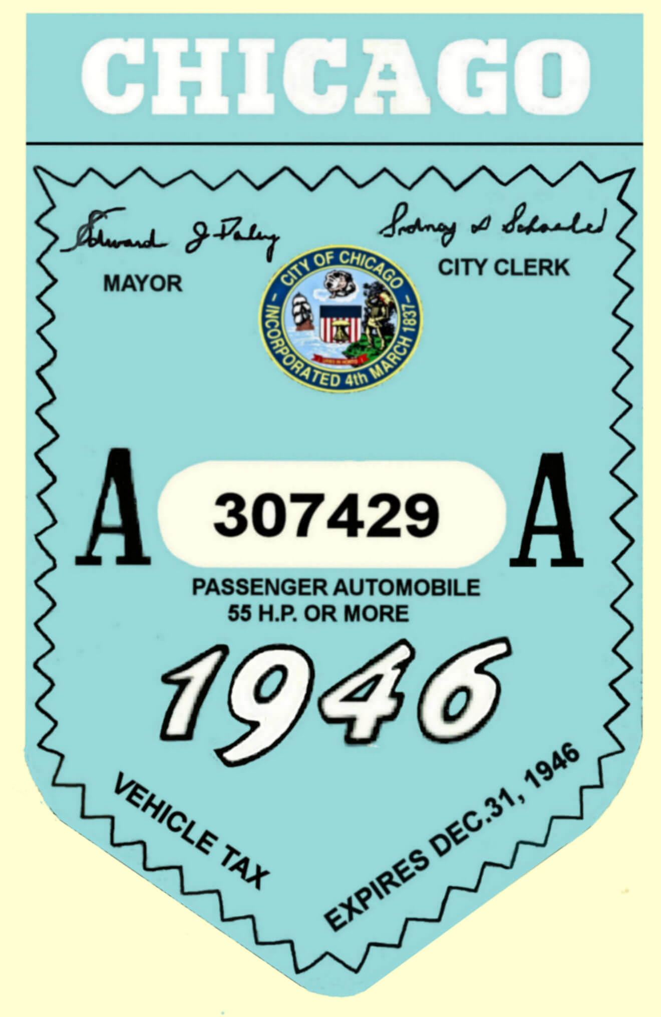 1946 Illinois safety check inspection sticker